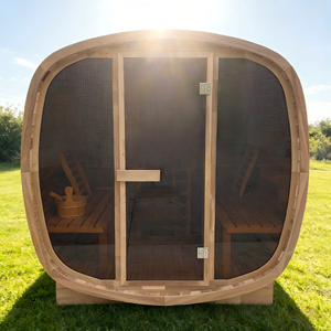 Sauna carré pour 6 personnes, construction en cèdre rouge, chauffage 6KW, porte en verre trempé et toit résistant aux intempéries - Product Image 1