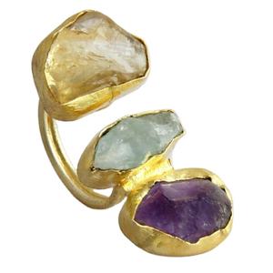 Dashing-anillo chapado en oro y plata de ley 925, amatista elegante, aguamarina - Product Image 1