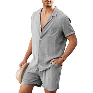 Custom Men's Summer <b>Set</b> Quick-Dry Gym Workout Casual Solid <b>Knitted</b> 100% Cotton Embroidered Custom Colors - Product Image 5