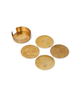 Posavasos de Latón Martillado, Diseño Exclusivo Redondo, Grabado en Blanco, Borde de Latón de Lujo, Tapete para Taza de Té, Hecho a Mano, Ecológico, Logotipo Personalizado - Product Image 6