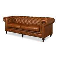 Canapé Chesterfield nordique moderne en cuir tufté 3 places au design minimaliste pour villa, hôtel, maison, meubles de salon