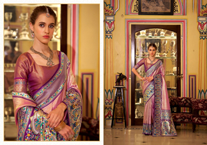 Sari étnico de seda sofisticado con patrón floral vibrante Declaración de tejido suave para pañuelos Combinación impresionante - Product Image 5