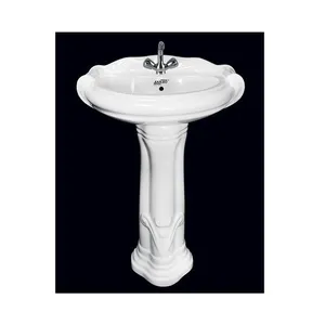 Top Supplier of Best Quality Ceramic White Ceramic Single Hole Oval Shaped Wash Basin Pedestal Sinks for Sale