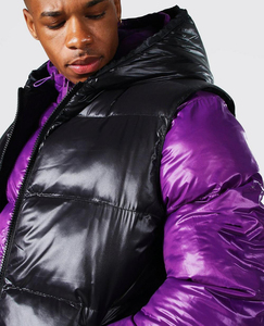 Offre Spéciale OEM : Ensemble 2-en-1 Gilet Sans Manches et Doudoune Brillante à Col Montant en Tissu Canvas pour Homme – Mode Personnalisée - Product Image 2