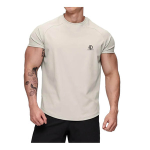 Haute Performance Gym 100% Coton T Shirt Stock Hommes À Manches Courtes Compression Workout Tee À Séchage Rapide Polyester Spandex Elastane Fit - Product Image 1