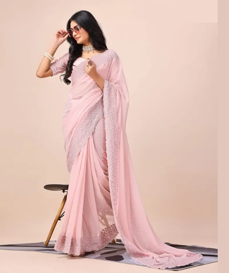 Kadınlar giymek Designer tasarımcı parti ve olay fonksiyonu Saree en düşük fiyat ve en kaliteli Georgette Saree Banarasi ipek Saree