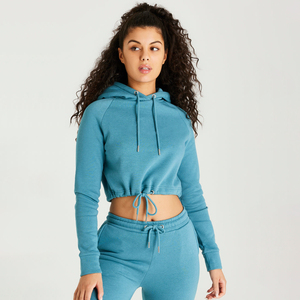 Nuevo estilo, ropa informal, sudaderas para mujer, mangas extragrandes completas, Sudadera con capucha corta con cordón a juego para mujer - Product Image 5