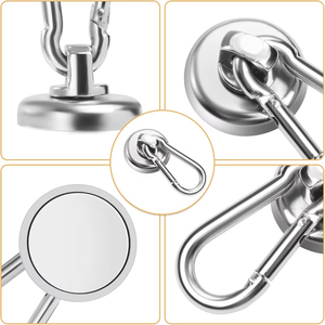 ตะขอแม่เหล็กนีโอไดเมียมแข็งแรง ทนทาน หลายขนาด พร้อมคาราไบเนอร์แบบหมุนได้ - Product Image 4