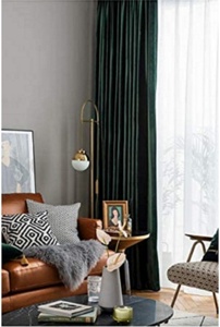 <b>Wholesale</b> Soft Luxury Road Pocket Velvet Window Curtain Dark Green Velvet Curtains Living Room Velvet <b>Blackout</b> Curtain Panel - Product Image 4
