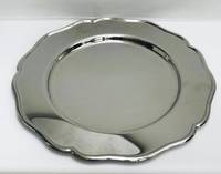 Assiette de service décorative en argent plaqué miroir de qualité supérieure, forme ronde, artisanale, en métal, pour un usage domestique