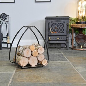 Triangle Shape <b>Wood</b> <b>Storage</b> Rack Double Pipe Design Black Powder Coated Firewood Holder Stylish <b>Garden</b> Accessory - Product Image 5
