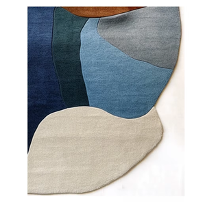 พรมปูพื้นขนสัตว์แบบทำมือสไตล์โมเดิร์นดีไซน์เรขาคณิตสีสันสดใสสำหรับการรับประทานอาหารชุดกองสูงทำด้วยมือ - Product Image 3