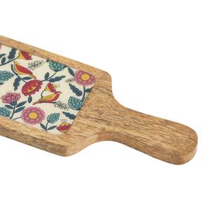 Bandeja de esmalte natural Bandeja de servicio impresa Bandeja de madera de mango de lujo - Product Image 6