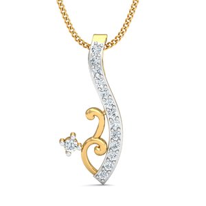 Minimal Wave Zircon Brass Pendant 18k Gold Plated Curved Geometric Wholesale Necklace For Women - Product Image 5