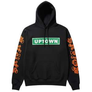 <b>Black</b> Graphic Pullover <b>Hoodie</b> for <b>Men</b> Heavyweight Cotton Fleece Printed Streetwear Hooded Sweatshirt OEM Supply - Product Image 1