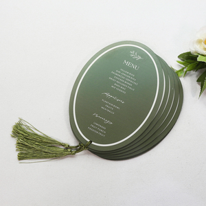 Menu de table en acrylique à thème vert de forme ovale élégante avec décoration imprimée et gland pour événement de <span class=keywords><strong>mariage</strong></span> - Product Image 5