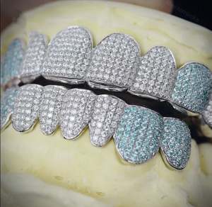925 Sterling <b>Silver</b> Iced Out Diamond Hip Hop Grillz 2 Top & 6 Bottom Moissanite Fine Jewelry Collection - Product Image 2