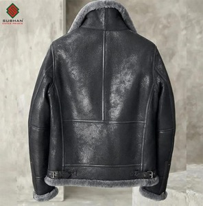 Chaqueta Bomber RAF Negra Desgastada Informal para Hombre, Abrigo de Cuero Sintético Hecho a Mano, Regalo para Él - Product Image 4