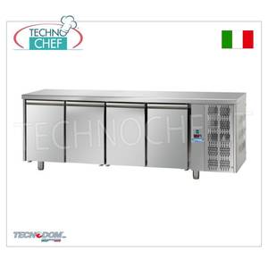 TECNODOM Comptoir Réfrigéré Professionnel 4 Portes GN 1/1, Équipement de Cuisine Commerciale avec Plage de Température +2/+8°C - Product Image 1