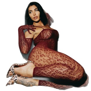 Ensemble de lingerie sexy à imprimé léopard avec lacets, manches longues, gants et châle - Product Image 5