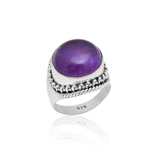 Aspecto impresionante Piedra de amatista grande Anillos hechos a mano de Plata de Ley 925 Fabricante mayorista de anillos de piedras preciosas de plata étnica - Product Image 1