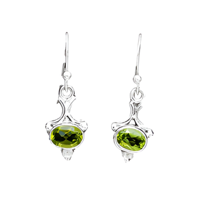 Belle forme ovale vert péridot pierres précieuses boucle d'oreille en argent sterling 925 boucle d'oreille à la mode plaqué argent boucle d'oreille à la mode - Product Image 4