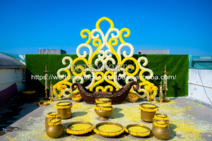 Siège de bateau traditionnel spécial Haldi pour les mariées Cérémonies de mariage classiques du sud de l'Inde Décorations d'accessoires indiens en fibre Urli USA - Product Image 4