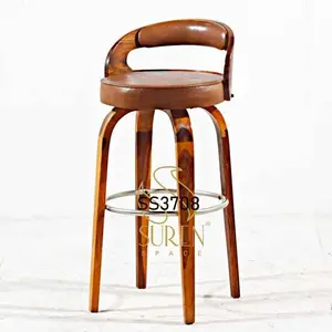 Leading Supplier of Premium Quality Handcrafted Wooden Bar Chair Leather Seating Restaurant & Hotels Bar Chair