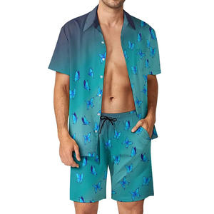 Conjuntos de Dos Piezas Casuales y Transpirables de Tela de Poliéster/Algodón, Diseño Personalizado, Mangas Cortas, Cierre de Botones, Sublimación - Product Image 4