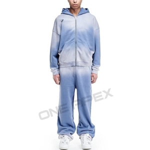 Survêtement délavé à l'acide avec fermeture éclair à capuche et logo personnalisé survêtements les plus vendus qualité personnalisée en gros hommes - Product Image 1