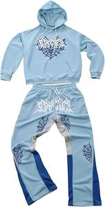 Conjunto de chándal de ropa informal para hombre 2025, Sudadera con capucha de gran tamaño con estampado de grafiti y pantalones para correr, traje urbano de 2 piezas de Hip Hop - Product Image 4