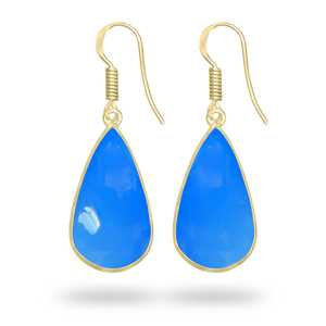 Boucles d'oreilles en chalcédoine plaquées or 18 carats, motif naturel gravé, style moderne et luxueux, mignonnes, pour femmes - Product Image 6