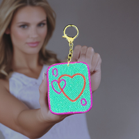Porte-clés artisanal de qualité supérieure vert rose perlé carré métal PVC Design belle couleur pour personnaliser les clés de noël