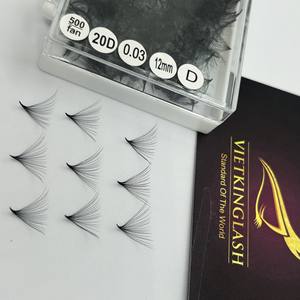 Factory <b>Premade</b> <b>Fans</b> Handmade Synthetic Hair Eyelash Extensions 10D-20D Mega Volume Narrow Dark Matte Thin Base OEM Service - Product Image 2