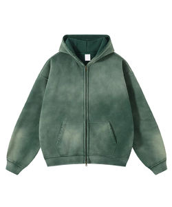 Sudaderas con capucha para hombre de alta calidad recortadas con lavado ácido con colores personalizados - Product Image 2