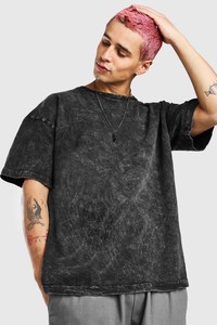 Nouveau T-shirt délavé à l'acide 2022 personnalisé noir formel vintage surdimensionné 100% coton tricoté pour homme - Product Image 4