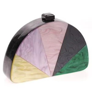 Sac à main de luxe bohème pour femme, pochette en résine faite à la main, sac de haute qualité à fermeture ouverte, décoré de perles et de chaînes, dernière collection - Product Image 1