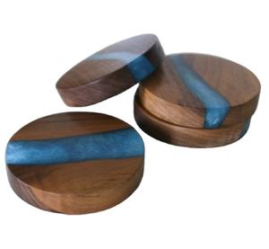 Dessous de verre Offre Spéciale en bois d'acacia et résine de conception artistique pour boissons Fournitures d'hôtel et de restaurant Design unique fait à la main - Product Image 1