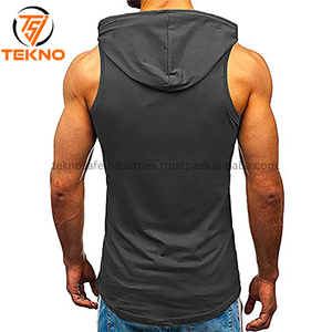 <b>Sleeveless</b> <b>Hoodie</b> Vest Shirts Gym Hooded Tank Top Men Fitness Vest Bodybuilding Singlets Workout for men OEM Serviced - Product Image 6