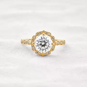 Women's Vintage Wedding Ring 1.50 CT <b>Cushion</b> and Cluster Halo Square Cut Original Moissanite Diamond D VVS1 Engagement Jewelry - Product Image 1