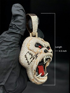 Pendentif tête de mort initiale en forme de Moissanite VVS complet pendentif en forme de crâne personnalisé Bling S925 pendentif en diamant en argent Sterling Hip Hop bijoux fins - Product Image 5