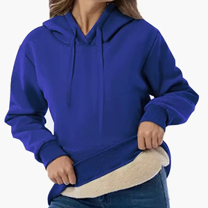 Sweats à capuche pour femmes sweats à capuche pour femmes sweat femme couleur unie sweat chaud à capuche à lacets sweat d'hiver avec poches - Product Image 1