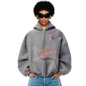 Sudadera con Capucha Personalizada con Logotipo, 100% Algodón Grueso, con Cierre Completo para Hombre, Talla XXS, Estilo Holgado con Hombros Caídos y Corte Recortado - Product Image 1