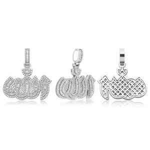Colgante de nombre árabe personalizado ''ALLAH'', Plata de Ley 925 VVS Leb, Collar personalizado con diamantes helados, regalo de joyería ostentoso - Product Image 3