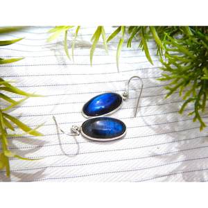 Boucles d'oreilles fines en argent sterling minimalistes avec pierre précieuse Labradorite cadeau de mariage délicat pour femme - Product Image 5