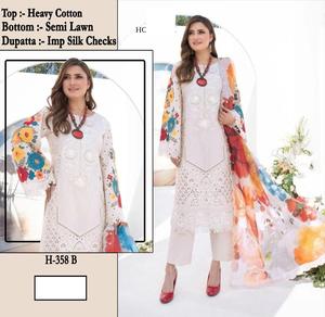 DISEÑADOR PESADO ALGODÓN CÉSPED ESTAMPADO TRAJES BORDADOS PAKISTANI ESTILO INDIO ROPA ÉTNICA NUEVOS DISEÑOS ISLÁMICO MUJER VERANO - Product Image 4
