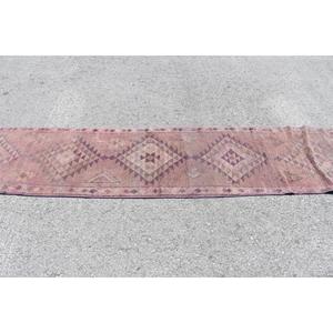 2.4x11.6 ft <b>Runner</b> Turkish Rug, Vintage Rug, <b>Red</b> Purple Patchwork Wool Rug - Product Image 3