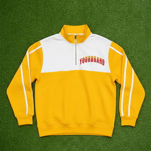 Suéteres Personalizables para Hombre, Sudaderas con Cierre de 1/4, Paneles de Trabajo Transpirables, Mangas Largas, Cuello Alto Simulado a Rayas, Ropa Exterior - Product Image 4