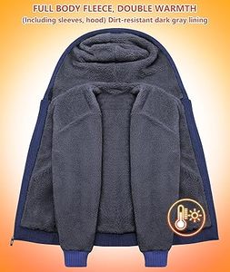 Sweat-shirts décontractés pour hommes en hiver, couleur unie, 100% coton, doublure en polaire, tricot, coupe régulière, séchage rapide et respirant, haute qualité - Product Image 2