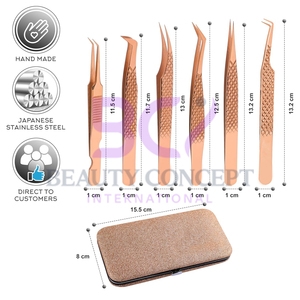 Rose Gold Volume Lash Tweezers Seller New Arrival Product 45 Degree Custom Shape Beauty Lash Extension Tool for Lashes Care - Product Image 4